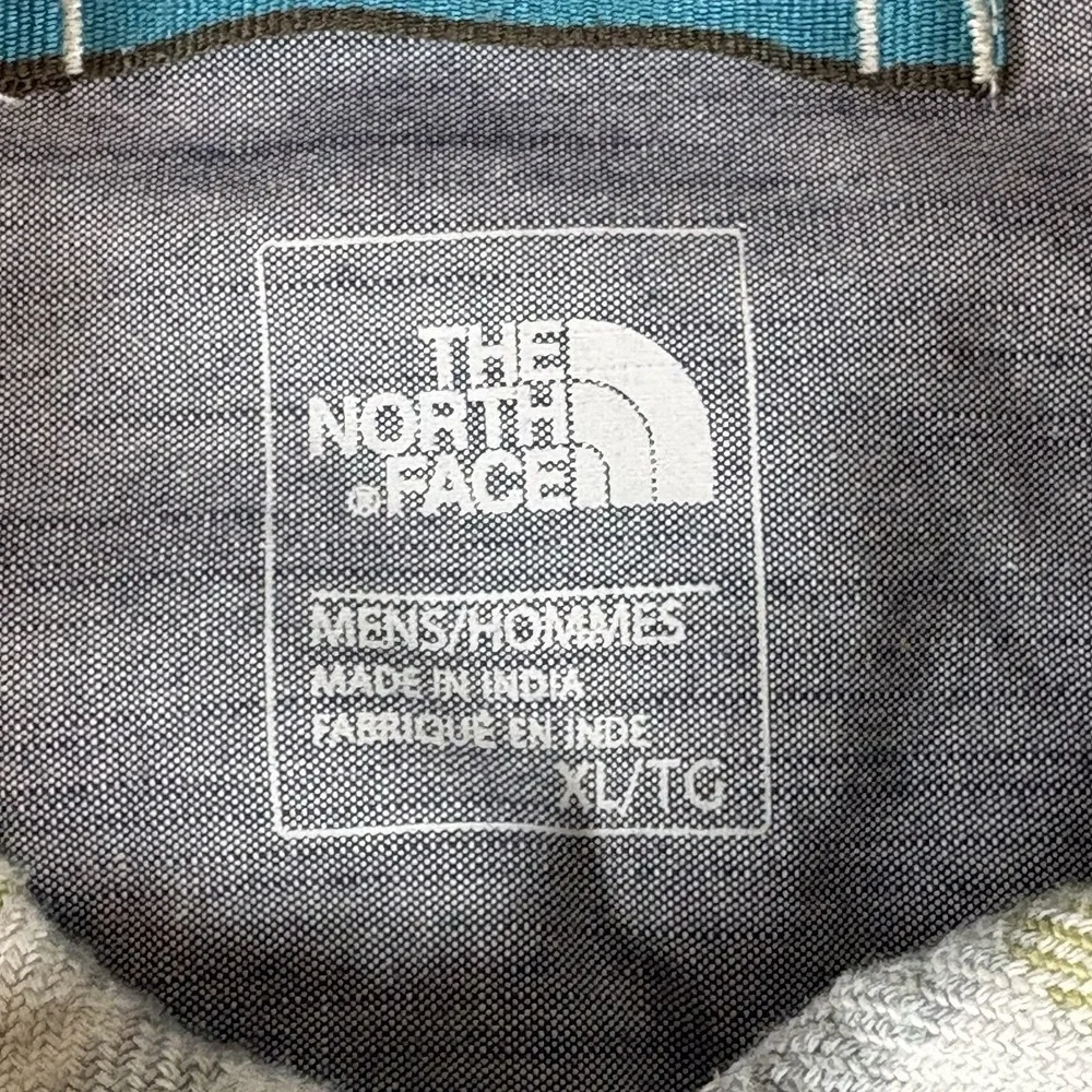 The North‎ Face Flannel Shirt Mens XL Plaid Green Gray Cotton Outdoor Casual